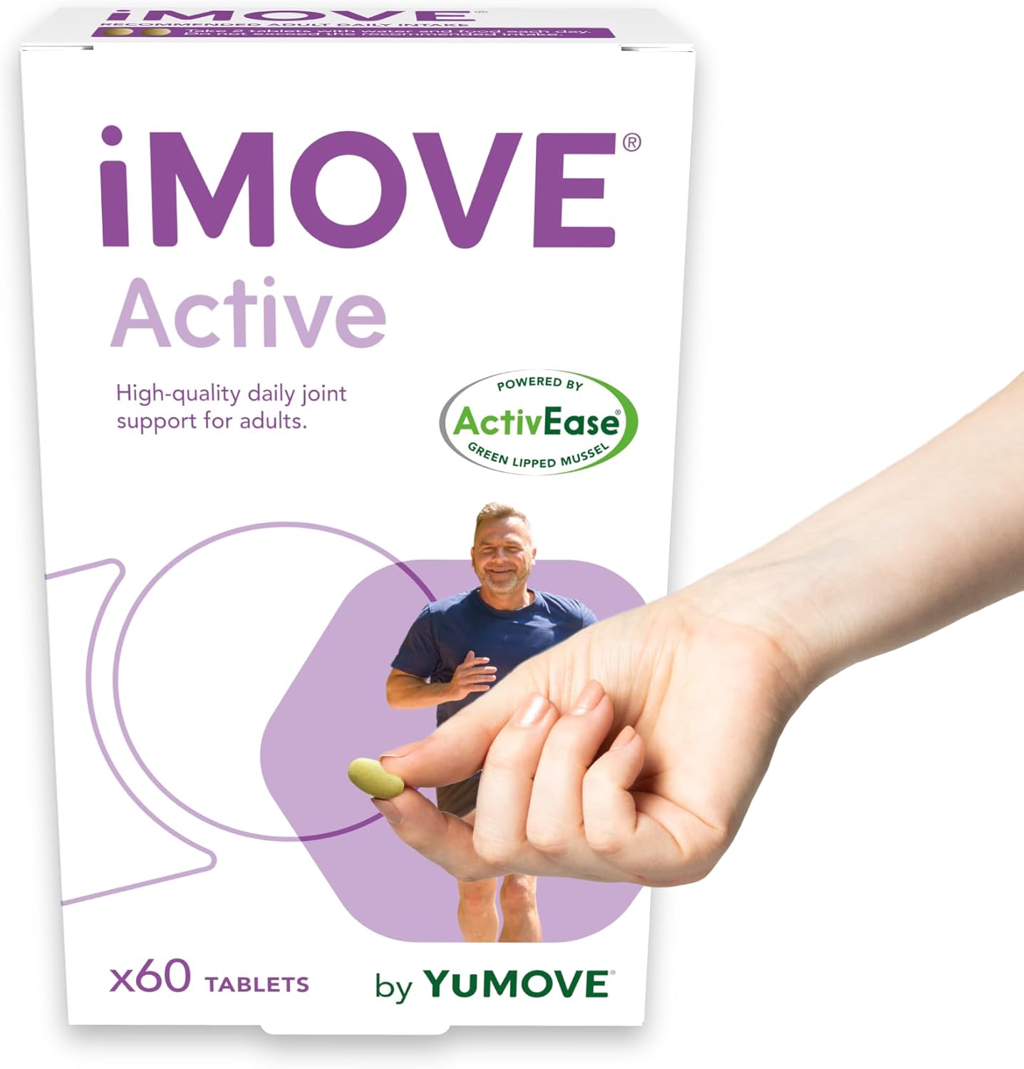 iMOVE Active | Natural Joint Supplement for Humans, 60 Tablets - Includes Glucosamine HCl, Green Lipped Mussel, Hyraluronic Acid, Vitamin E and C and Manganese-1