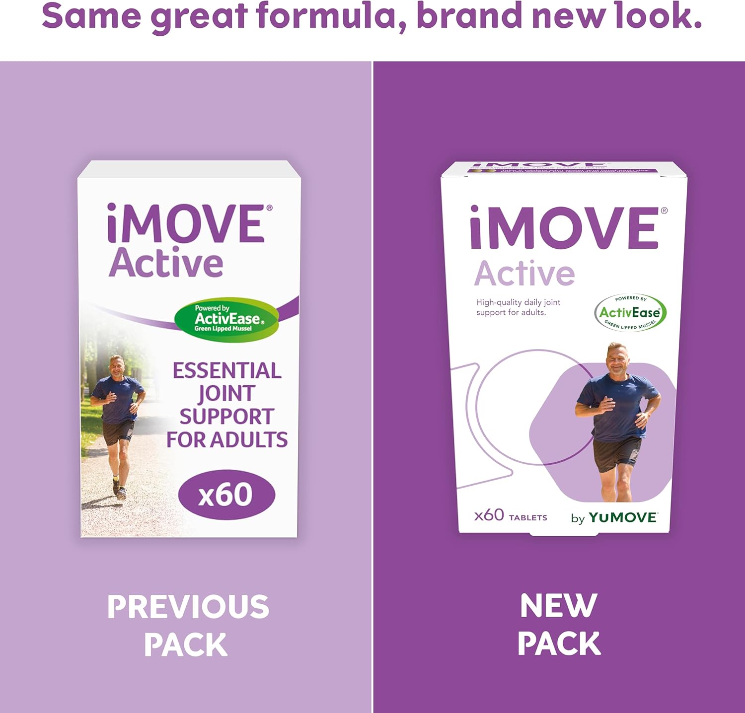 iMOVE Active | Natural Joint Supplement for Humans, 60 Tablets - Includes Glucosamine HCl, Green Lipped Mussel, Hyraluronic Acid, Vitamin E and C and Manganese-3