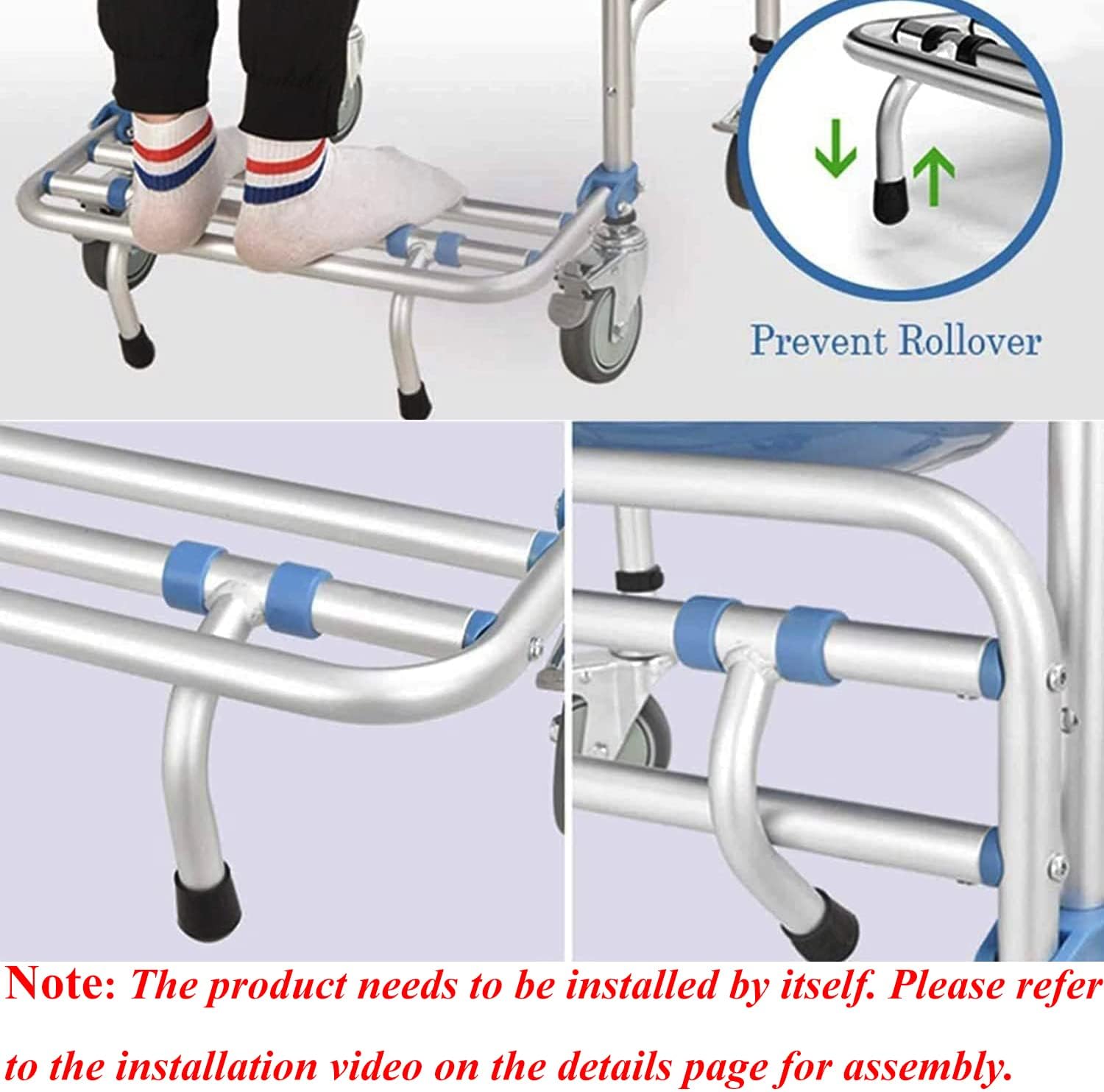 ybaymy Rolling Shower Chair Commode Toilet Chair Shower Wheelchair 150kg Weight Capacity Shower Transport Chair with Locking Wheels and Padded Seat for Disabled, Elderly People-5