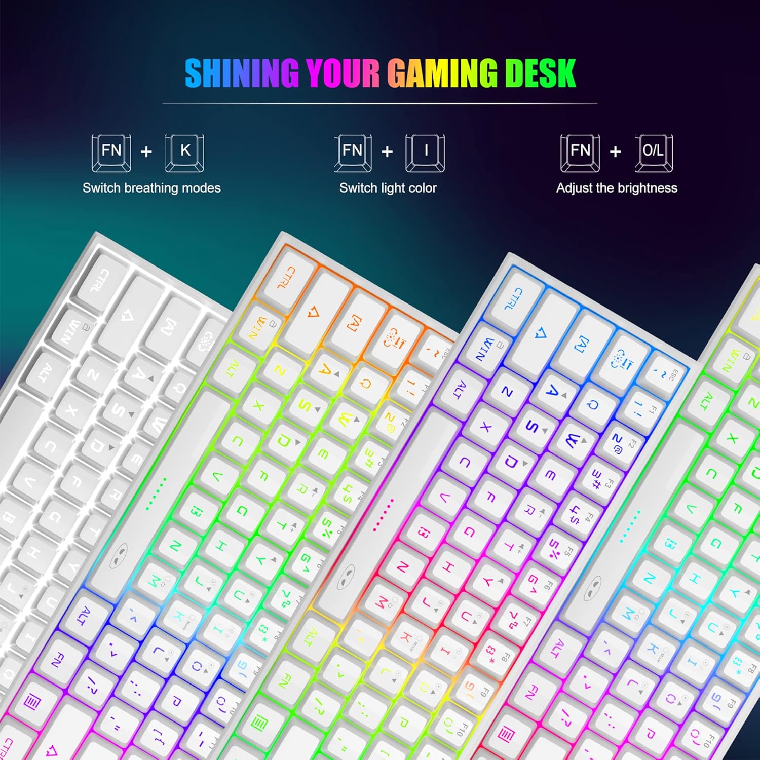 MageGee 60% Gaming Keyboard,Waterproof Ultra-Compact Mini 61 Keys Keyboard RGB Backlit Portable Computer Keyboard for Mac Windows Laptop Xbox PS PC (White)-3