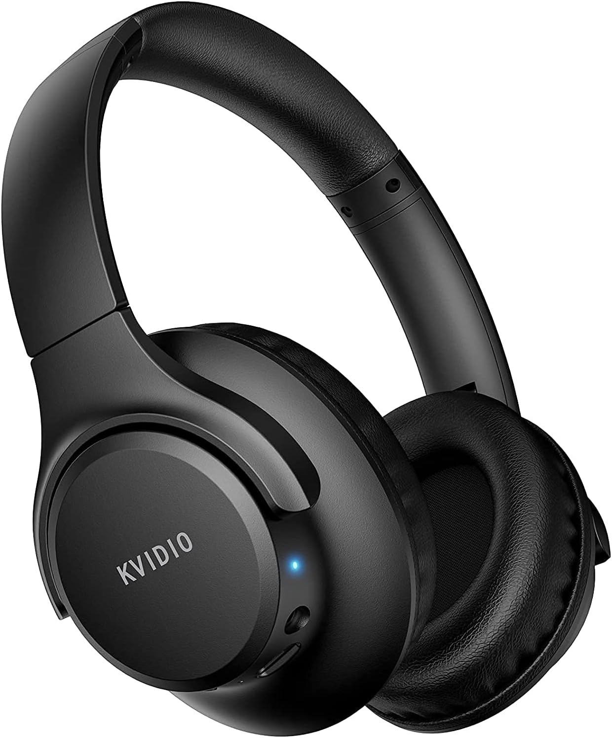 KVIDIO Bluetooth Headphones Over Ear, 65 Hours Playtime Wireless Headphones with Microphone, Foldable Lightweight Headset with Deep Bass,HiFi Stereo Sound for Travel Work PC Cellphone (Black)-0