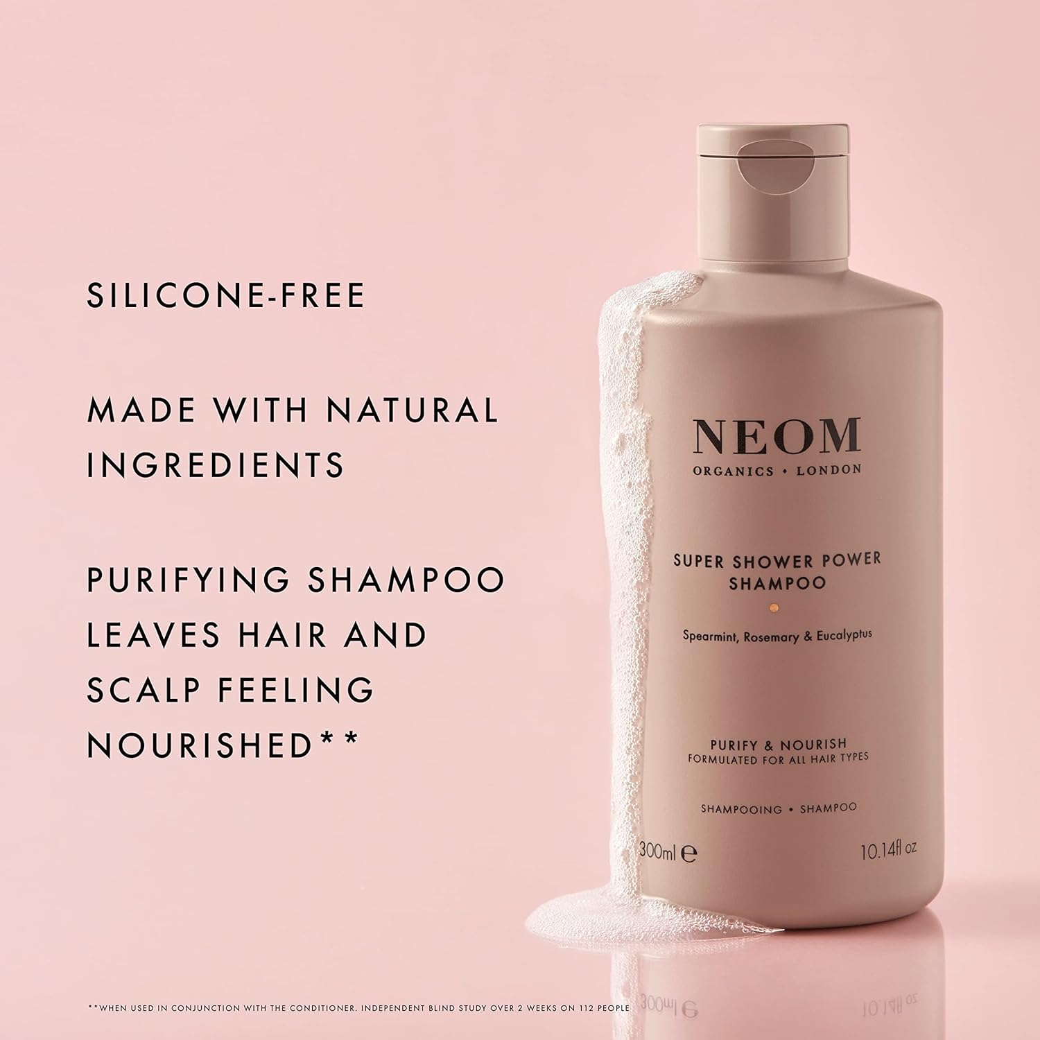 NEOM- Super Shower Power Natural Shampoo, 300ml | Purifying Cleanser | Spearmint, Rosemary & Eucalyptus | For All Hair Types | Vegan-1