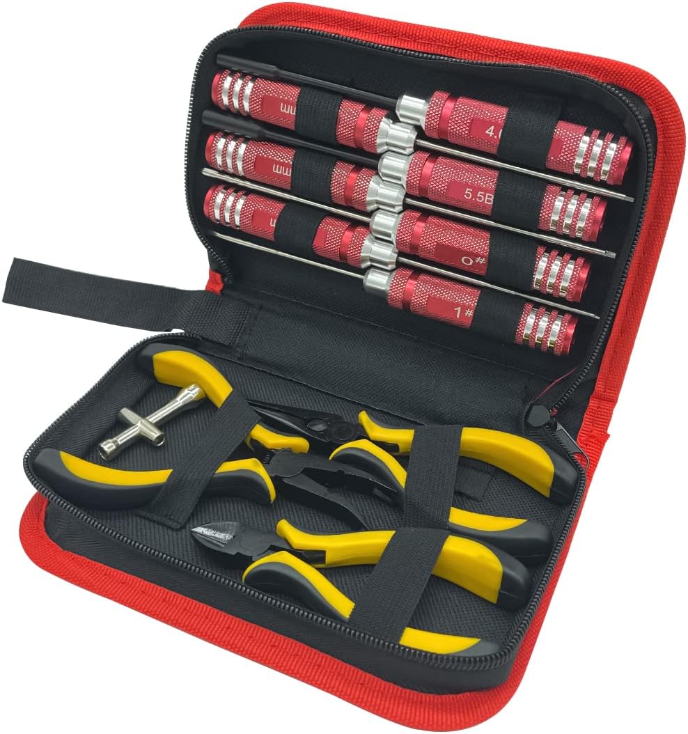 11 in 1 Professional Multi RC Tools Kits Box Set Screwdriver Pliers Wrench Repair for Rc Car Boat Traxxas Helicopter Quadcopter Multirotors Models-1