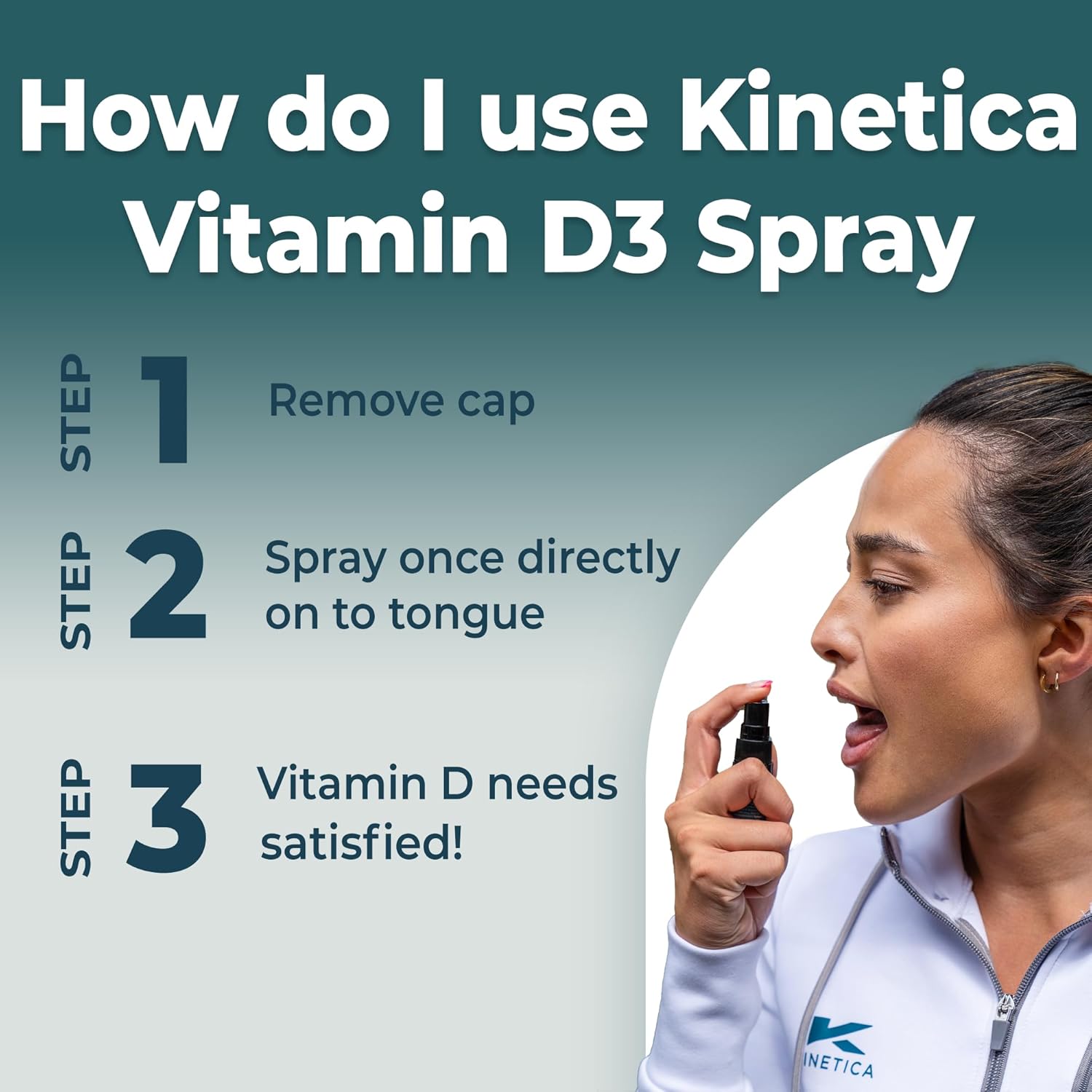 Kinetica Max Strength Vitamin D3 Oral Spray - 3000 IU per Spray | 120 Doses | Peppermint Flavour | MCT Oil Formula | Informed Sport & WADA Tested-1