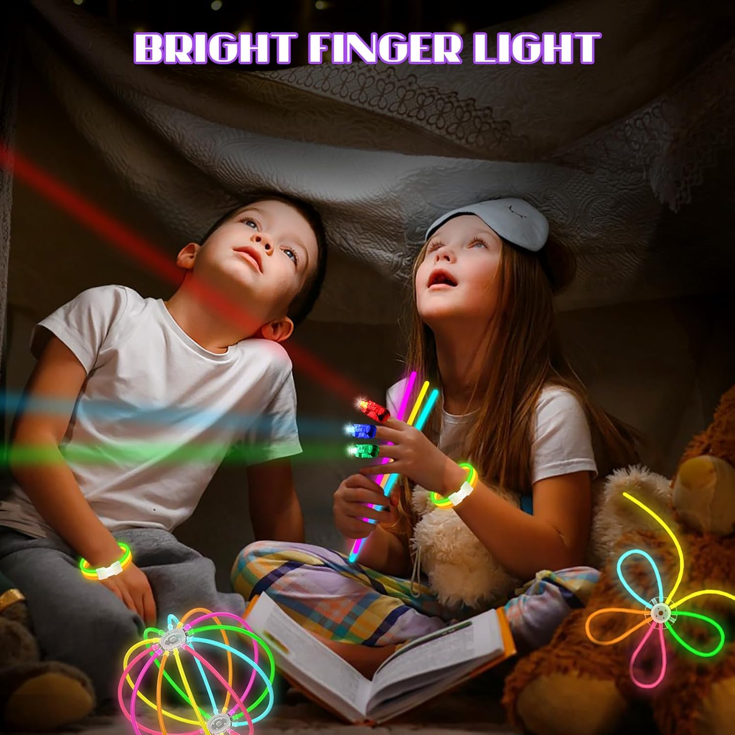 Christmas Ultra Bright 224 Piece Luminous Stick Party Bag, Children's Neon Luminous Stick Party Set, Night Light Party Supplies With Luminous Bracelet Connector, Glasses, Party Decoration Flowers-6