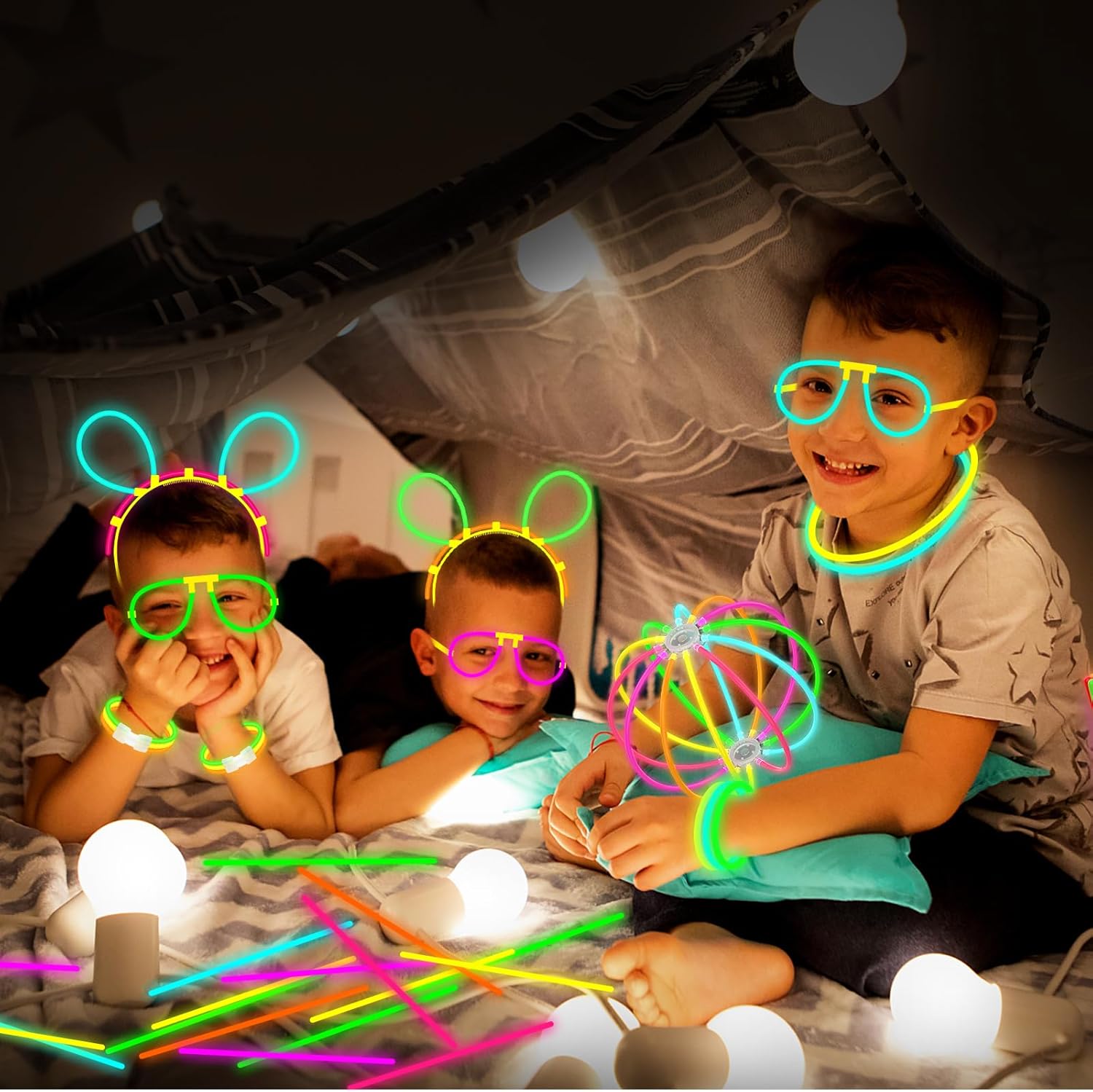 Christmas Ultra Bright 224 Piece Luminous Stick Party Bag, Children's Neon Luminous Stick Party Set, Night Light Party Supplies With Luminous Bracelet Connector, Glasses, Party Decoration Flowers-7