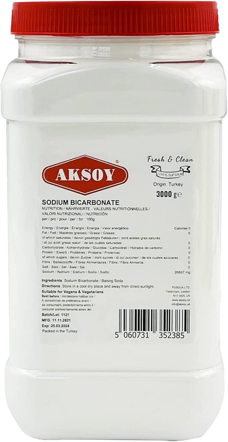 Aksoy Baking Soda 3KG JAR PACK || Pure Sodium Bicarbonate Powder, Highest Purity, Food Grade, Pure Baking Soda For Cooking, Baking, Cleaning, & More!-0