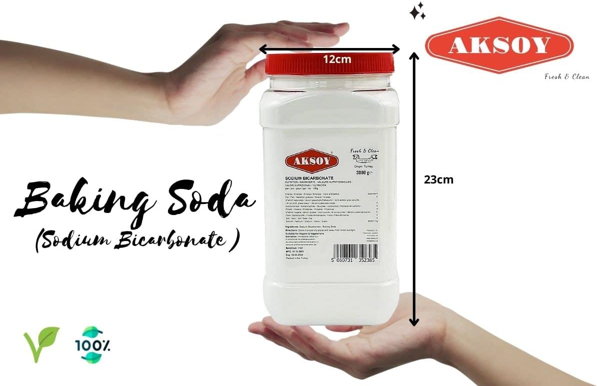 Aksoy Baking Soda 3KG JAR PACK || Pure Sodium Bicarbonate Powder, Highest Purity, Food Grade, Pure Baking Soda For Cooking, Baking, Cleaning, & More!-1