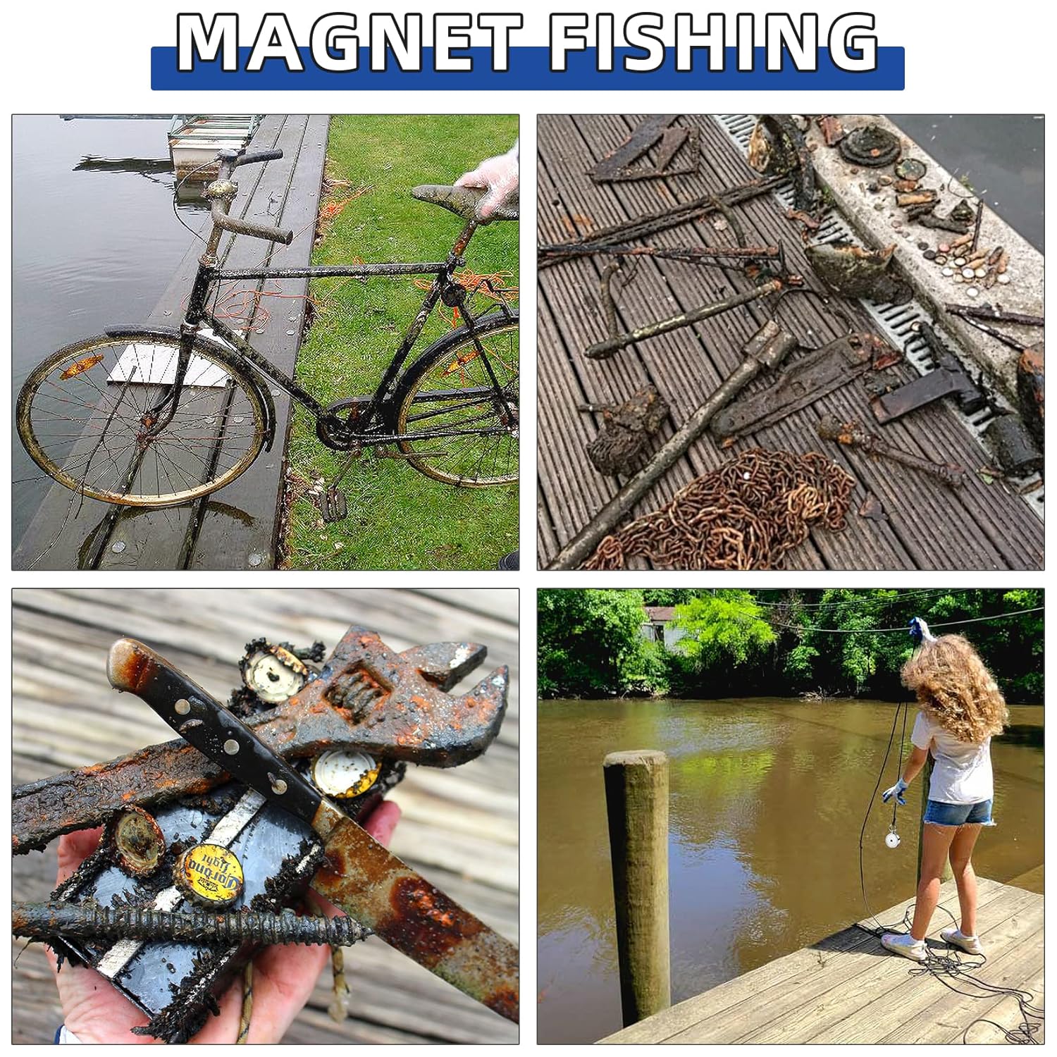 Grtard Super Strong Magnets Fishing, 1000 lb(453 kg) Pulling Force Double Sided Magnet Fishing Kit with Plastic Box, Fishing Magnet Kit for Retrieving Items in River, Lake, Beach, Lawn -2.95" Diameter-4