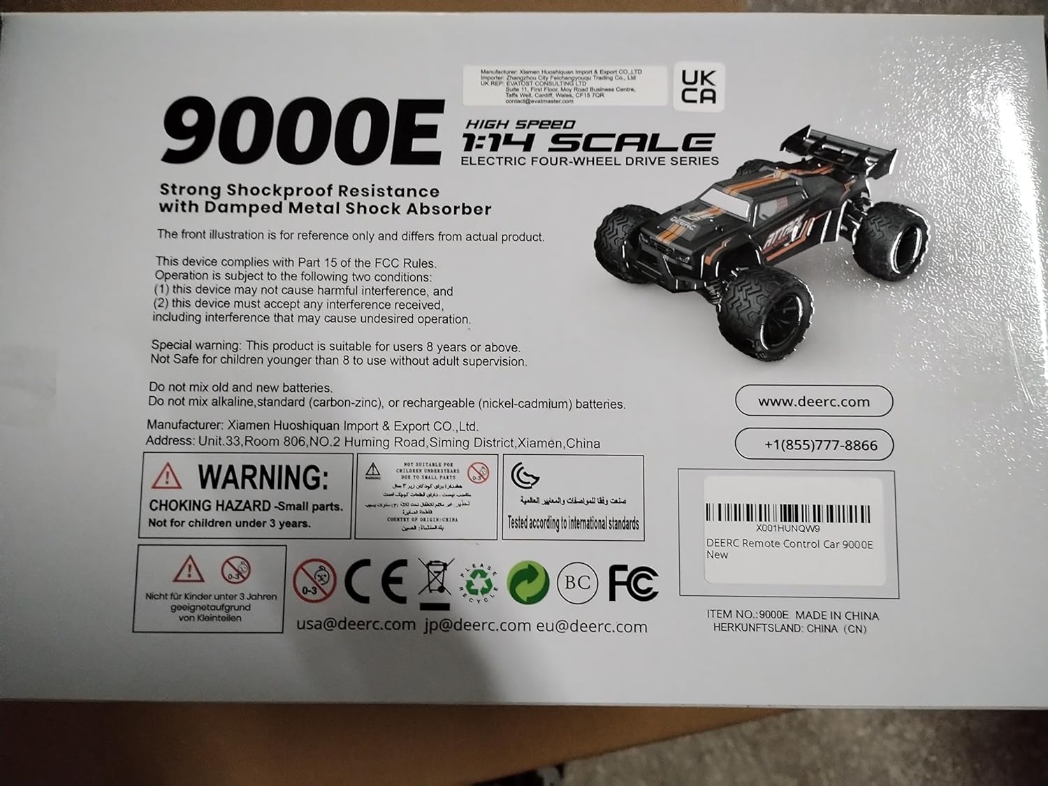 DEERC Remote Control Car 1:14, 4WD RC Car 25 MPH with LED Light, 2 Battery 40 Minutes Running Time, 2.4 GHz Remote Control Offroad Truggy Toy Gift for Adults and Kids (9000E)-13