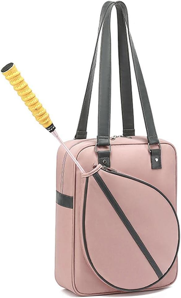 Tianbi Tennis Shoulder Bag,Large Capacity Tennis Racket Holder Backpack,Waterproof Portable Sports Badminton Racket Storage Carry Bags Women and Men, Pink,30.00*30.00*4.00 cm-0