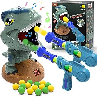 NATTHSWE Moving Dinosaur Shooting Game, Shooting Games for Kids 2 Air Toy Gun 20 Foam Balls with Sound Score Recorder for 6 7 8 9 +Age Boys Girls Toy Children's Birthday Gift