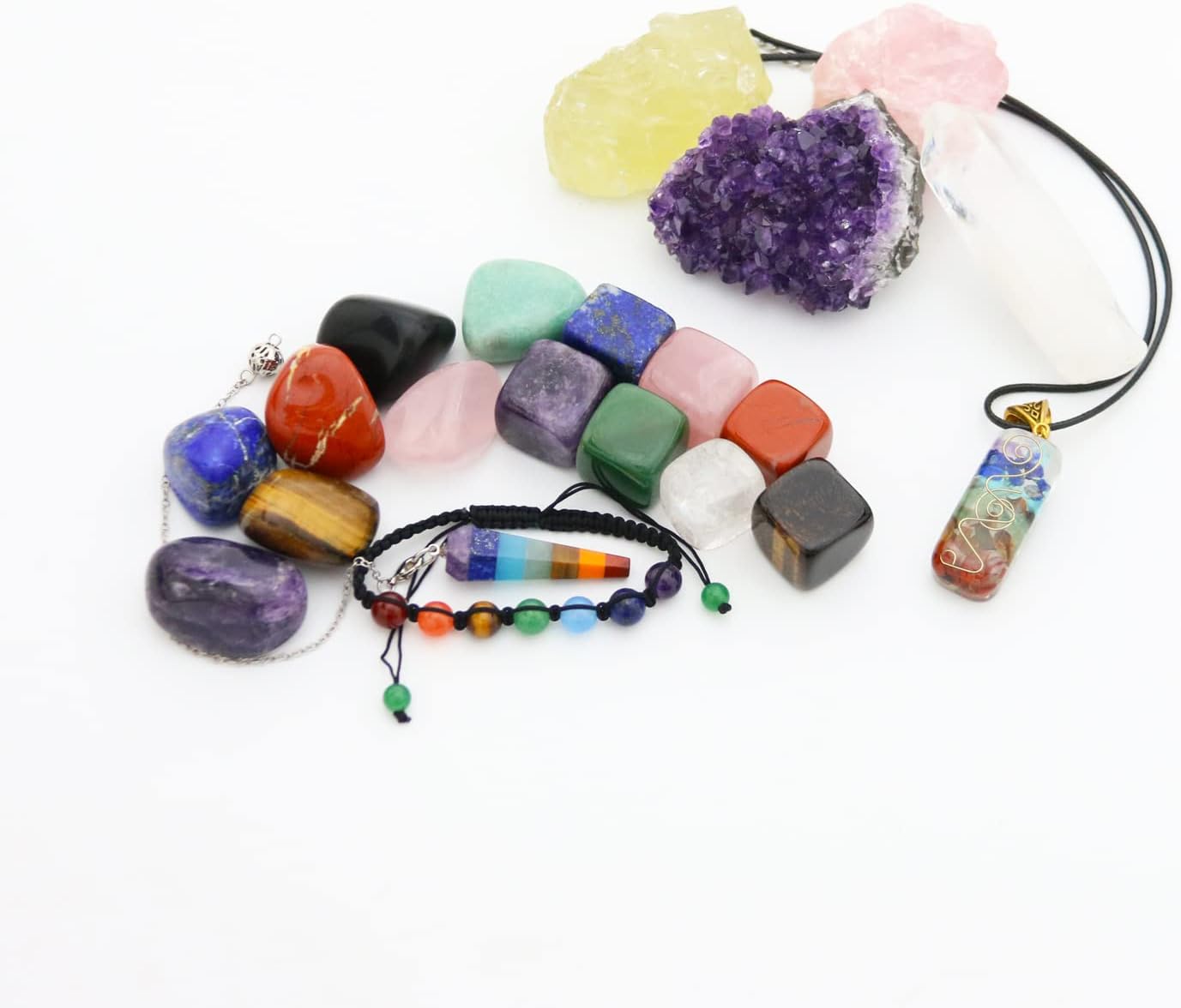 Nvzi Premium Crystals and Healing Stones Set in Wooden Display Box, Gemstones and Crystals Kit, 7 Chakra Stones, Raw Crystals for Beginners, Witchcraft Supplies and Tools, Spiritual Gifts for Women-5