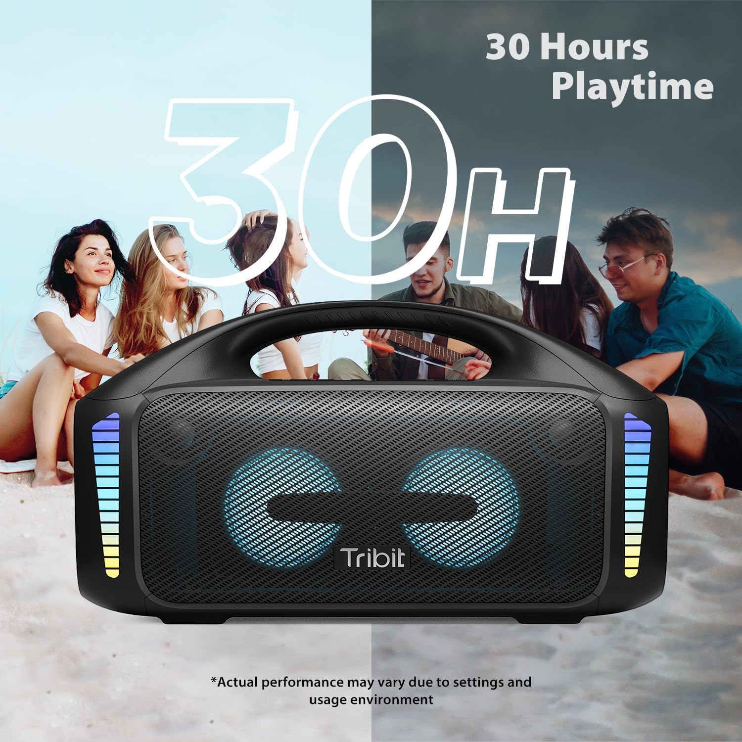 Tribit Bluetooth Speaker StormBox Blast,Portable Speaker 90W Loud Stereo Sound with XBass LED Light Show Bluetooth 5.3,IPX7 Waterproof Speaker, PowerBank,TWS,Custom EQ,30H Playtime for Outdoor Party-2