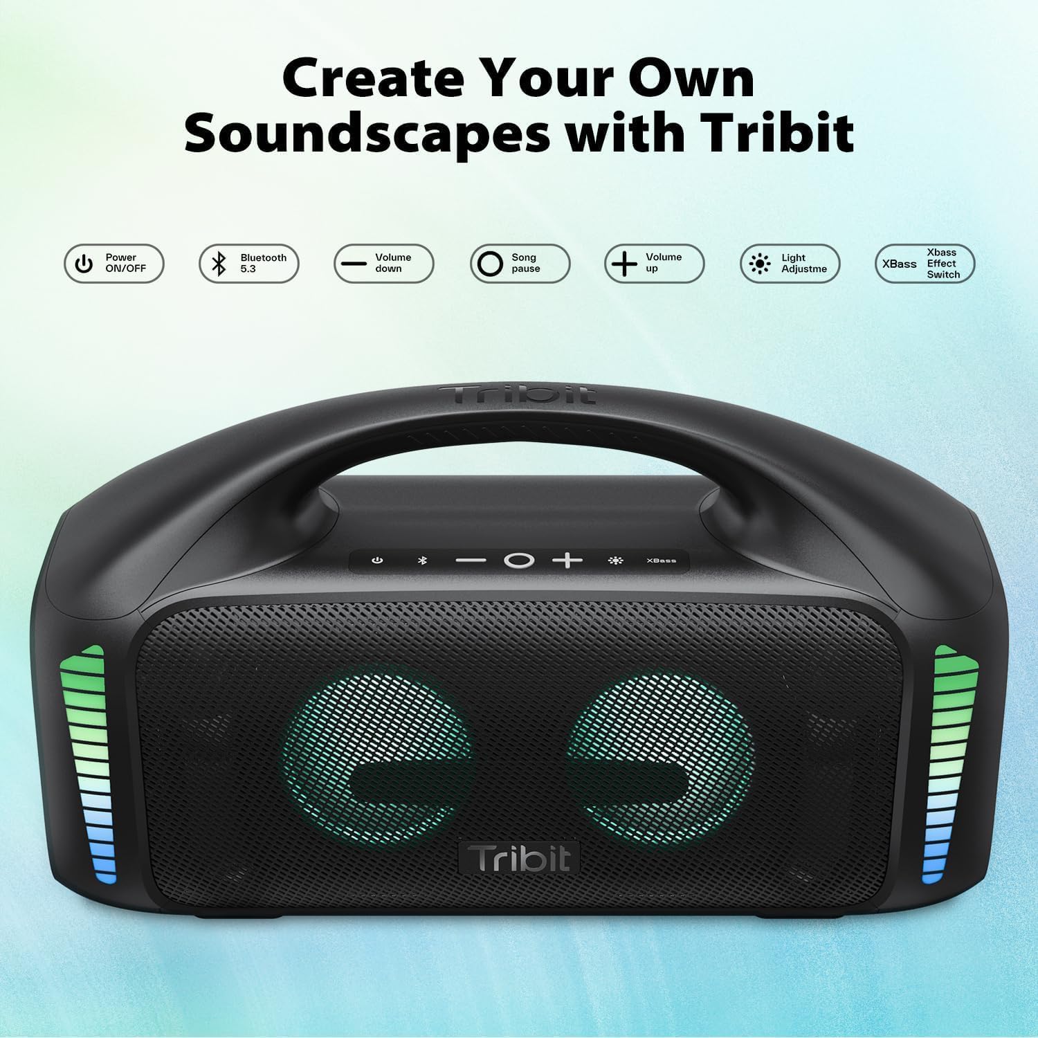 Tribit Bluetooth Speaker StormBox Blast,Portable Speaker 90W Loud Stereo Sound with XBass LED Light Show Bluetooth 5.3,IPX7 Waterproof Speaker, PowerBank,TWS,Custom EQ,30H Playtime for Outdoor Party-3