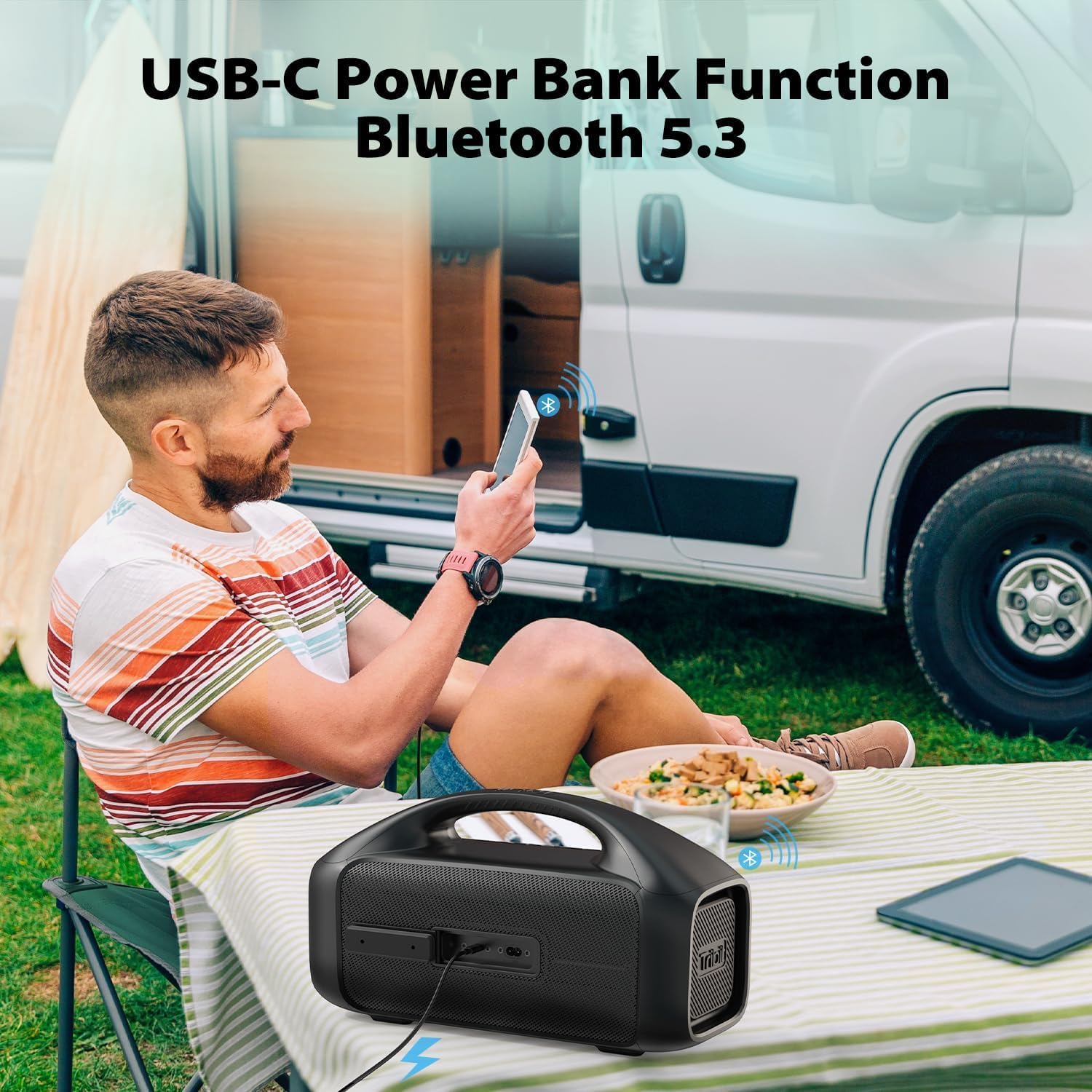 Tribit Bluetooth Speaker StormBox Blast,Portable Speaker 90W Loud Stereo Sound with XBass LED Light Show Bluetooth 5.3,IPX7 Waterproof Speaker, PowerBank,TWS,Custom EQ,30H Playtime for Outdoor Party-4