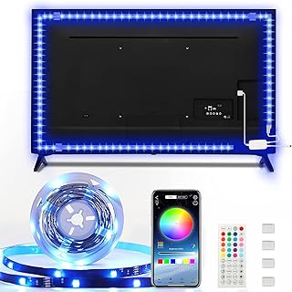 Enteenly 5m RGB LED Strip, USB Operation, App & Remote Control, Suitable for 55-75 Inch TVs & PC, Indoor Usage, 90 LED Lamp Beads