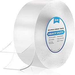 YOGINGO Double Sided Tape Heavy Duty, Double Sided Sticky Tape Transparent Nano Tape, Removable Reusable Traceless Strong Mounting Tape for Carpet, Photos Wall, Posters, Kitchen, Party, etc (10FT/3M)