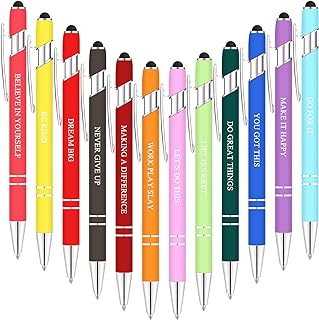 Zonon 12 Pieces Inspirational Motivational Pens Fine Point Smooth Writing Pens Fun Quotes Ballpoint Pens School Office Gifts for Corworkers Students(Assorted Color,Motivational Style)