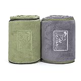 PETTOM Dog Drying Towel 90 x 50cm, Pack of 2 Quick Dry Dog Towel with Hand Pockets, Super Absorbant Microfibre Pet Towels for Dogs Puppys Cats, Pet Shower Bath Towel Machine Washable, Grey and Green