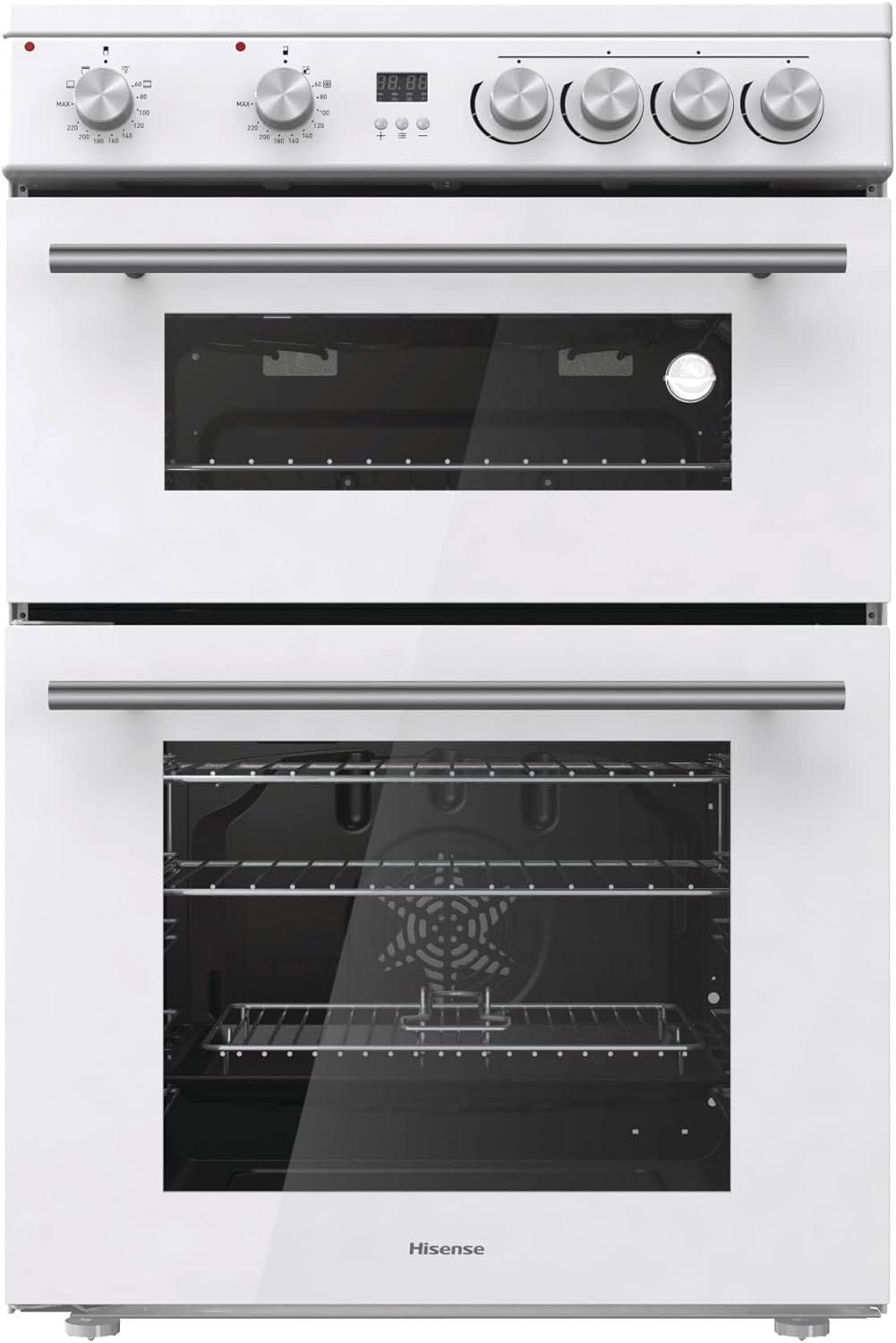 Hisense HDE3211BWUK 60cm Electric Cooker with Ceramic Hob-White A Rated Double Oven - White-0