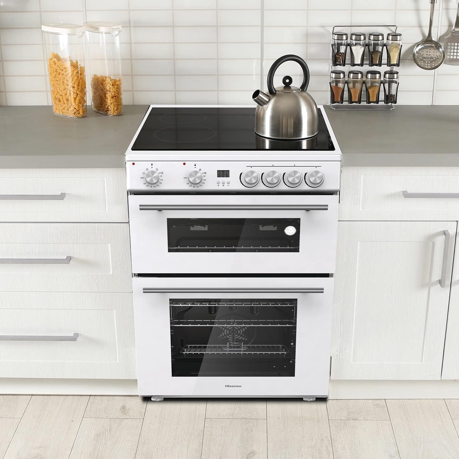 Hisense HDE3211BWUK 60cm Electric Cooker with Ceramic Hob-White A Rated Double Oven - White-4