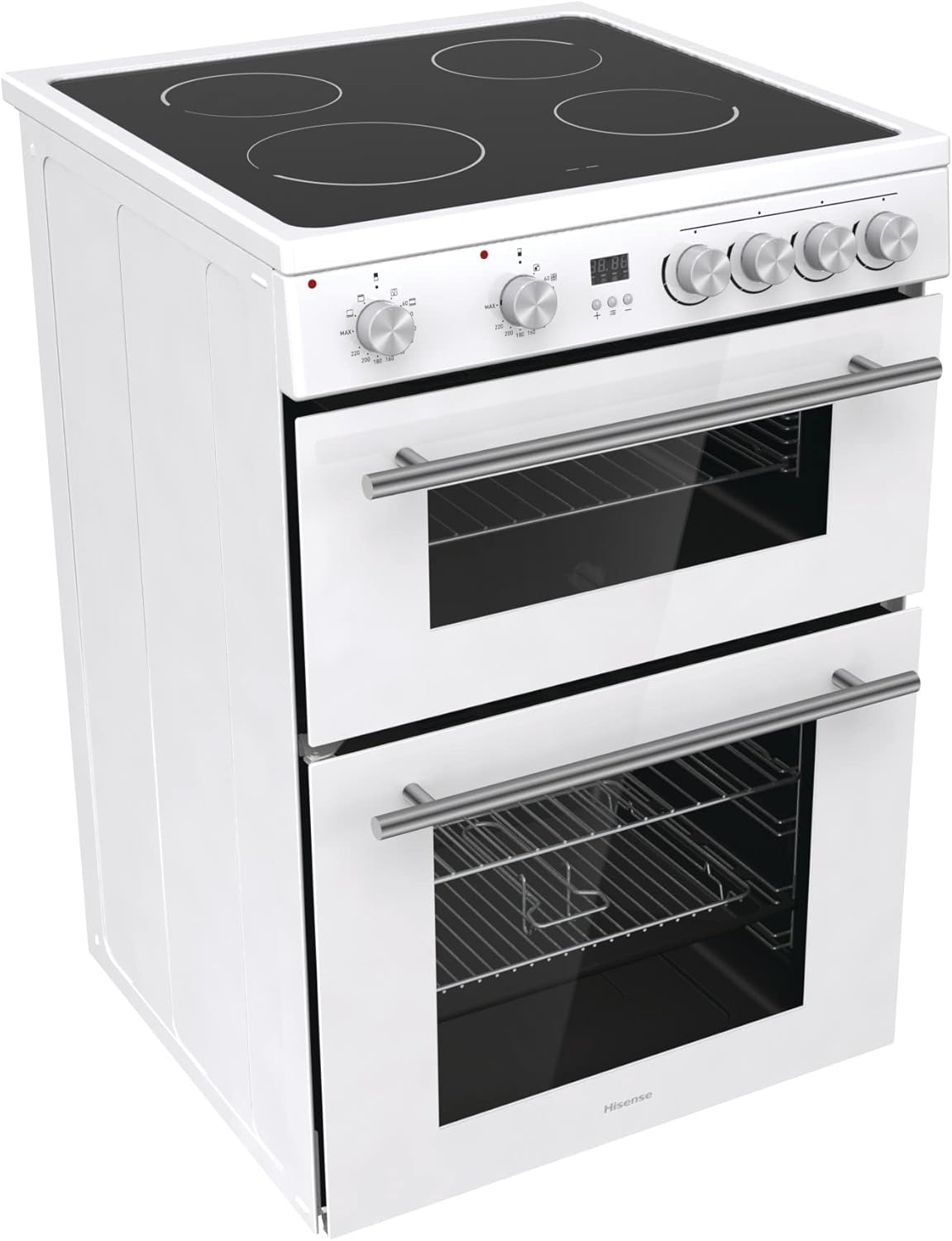 Hisense HDE3211BWUK 60cm Electric Cooker with Ceramic Hob-White A Rated Double Oven - White-8