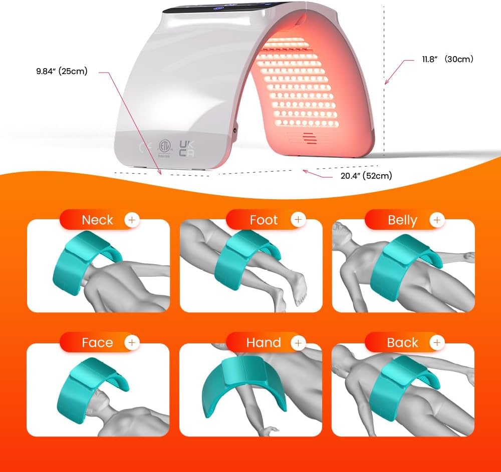 Bestqool LED Light Therapy - 6 Colors with Near Infrared Light LED Face Mask, SPA Salon Device-3