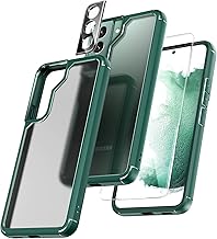 TOCOL 5 in 1 for Samsung Galaxy S22 Case 6.1 Inch, with 2 Pack Screen Protector + 2 Pack Camera Lens Protector, Translucent Matte Back [Military Grade Protection] Shockproof Slim for S22 Case, Green