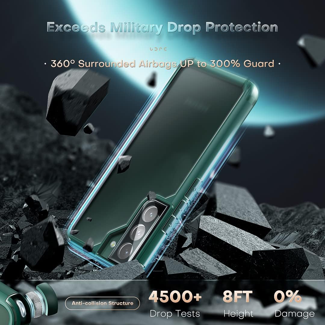 TOCOL 5 in 1 for Samsung Galaxy S22 Case 6.1 Inch, with 2 Pack Screen Protector + 2 Pack Camera Lens Protector, Translucent Matte Back [Military Grade Protection] Shockproof Slim for S22 Case, Green-2