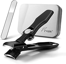 FVION Professional Nail Clipper with Glass Nail File, Wide Jaw Heavy Duty Nail Cutter - No Splash Toenail Clipper for Thick Nails with Lock & Catcher in a Beautiful Gift Box