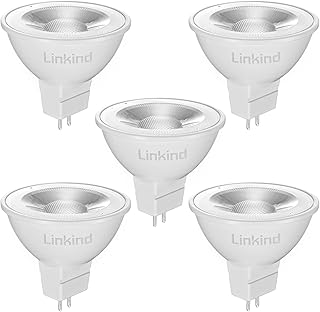 Linkind MR16 LED Bulbs, GU5.3 Light Bulbs,12V Bi-Pin Spotlight Bulb, 5 Watt (Equivalent to 50W),520 Lumen, Daylight 5000K, 36°Beam Angle, Non-dimmable, 5 Pack