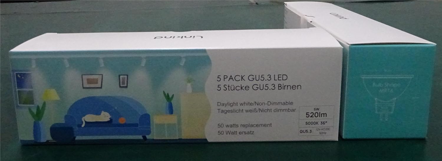 Linkind MR16 LED Bulbs, GU5.3 Light Bulbs,12V Bi-Pin Spotlight Bulb, 5 Watt (Equivalent to 50W),520 Lumen, Daylight 5000K, 36°Beam Angle, Non-dimmable, 5 Pack-9