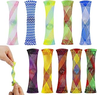 AKlamater 10 Packs Marble Mesh Fidget Toys, Mesh Tube with Marble Fidget Toy,Sensory Anxiety Stress Relief Toys Focus Sensory Marble Toys for Adults(Multi-Color)