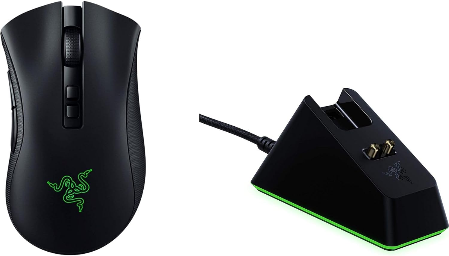 Razer DeathAdder V2 Pro with Charging Dock- Ergonomic Wireless Gaming Mouse (HyperSpeed Wireless, 2nd Gen Optical Switches, Optical Focus + 20K Sensor, Speedflex Cable, 88g Ergonomic Form) Black-0