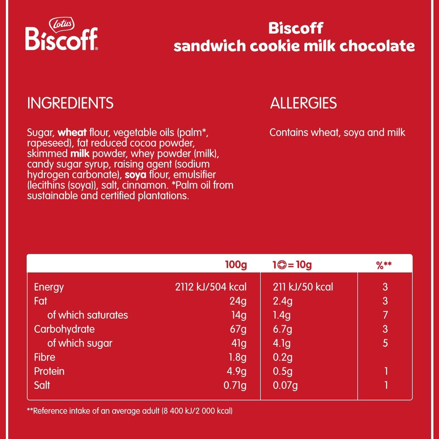 Biscoff - Sandwich Biscuits With Milk Chocolate Cream Filling - 15 Sandwich cookies per pack - Ingredients from natural origin - No colours - 9x150g - 1,35kg-5