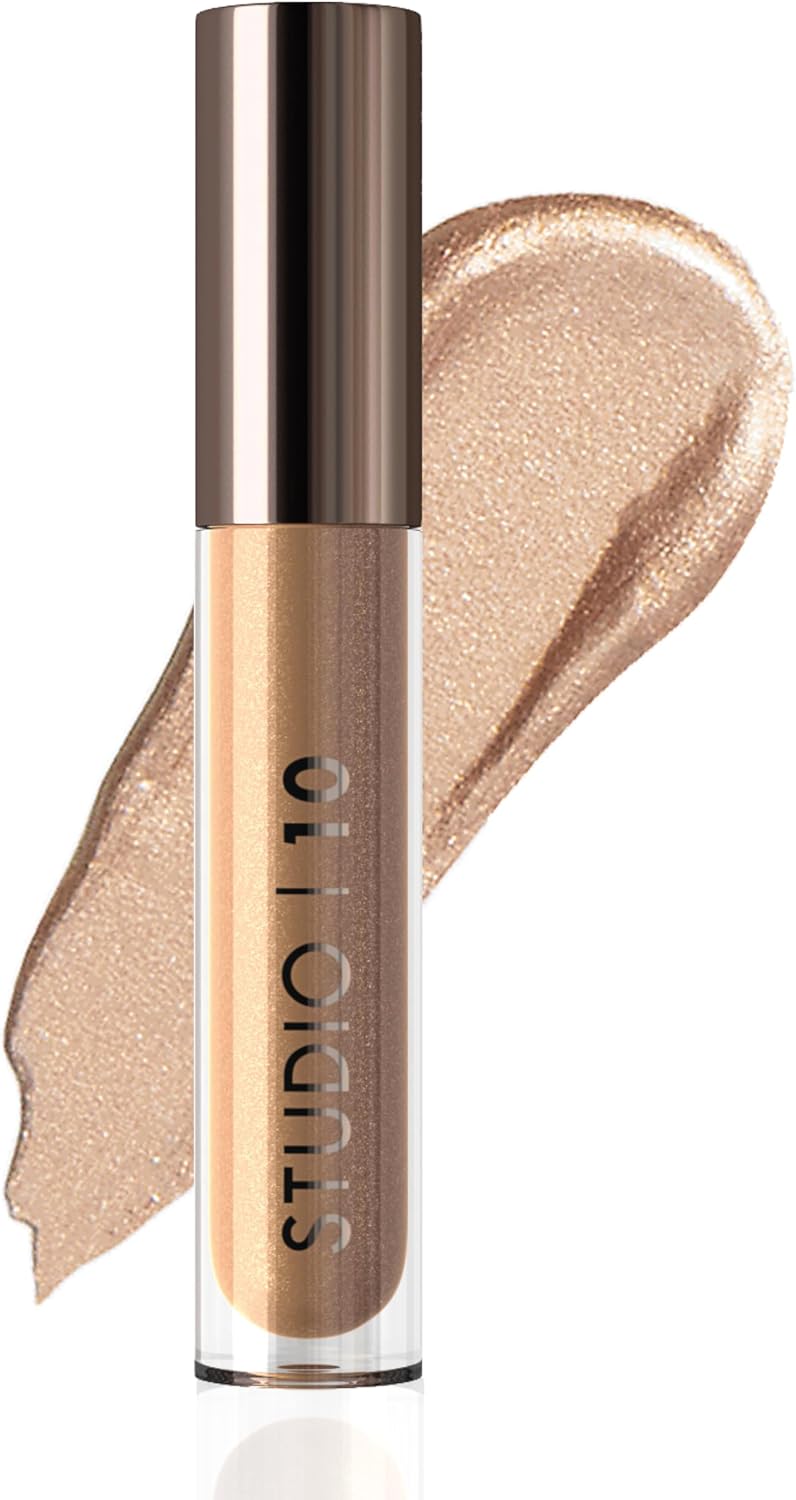 Studio 10 Liquid Foil I-Radiance Eyeshadow - Shimmer Liquid Eyeshadow with Moisture Boosting and Long-Wearing Formula - Metallic Eyeshadow Liquid in Shade Sable-0