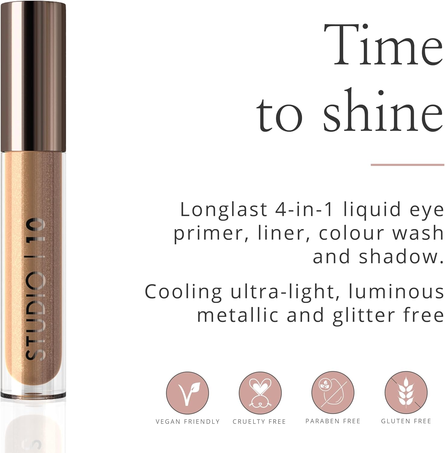 Studio 10 Liquid Foil I-Radiance Eyeshadow - Shimmer Liquid Eyeshadow with Moisture Boosting and Long-Wearing Formula - Metallic Eyeshadow Liquid in Shade Sable-1