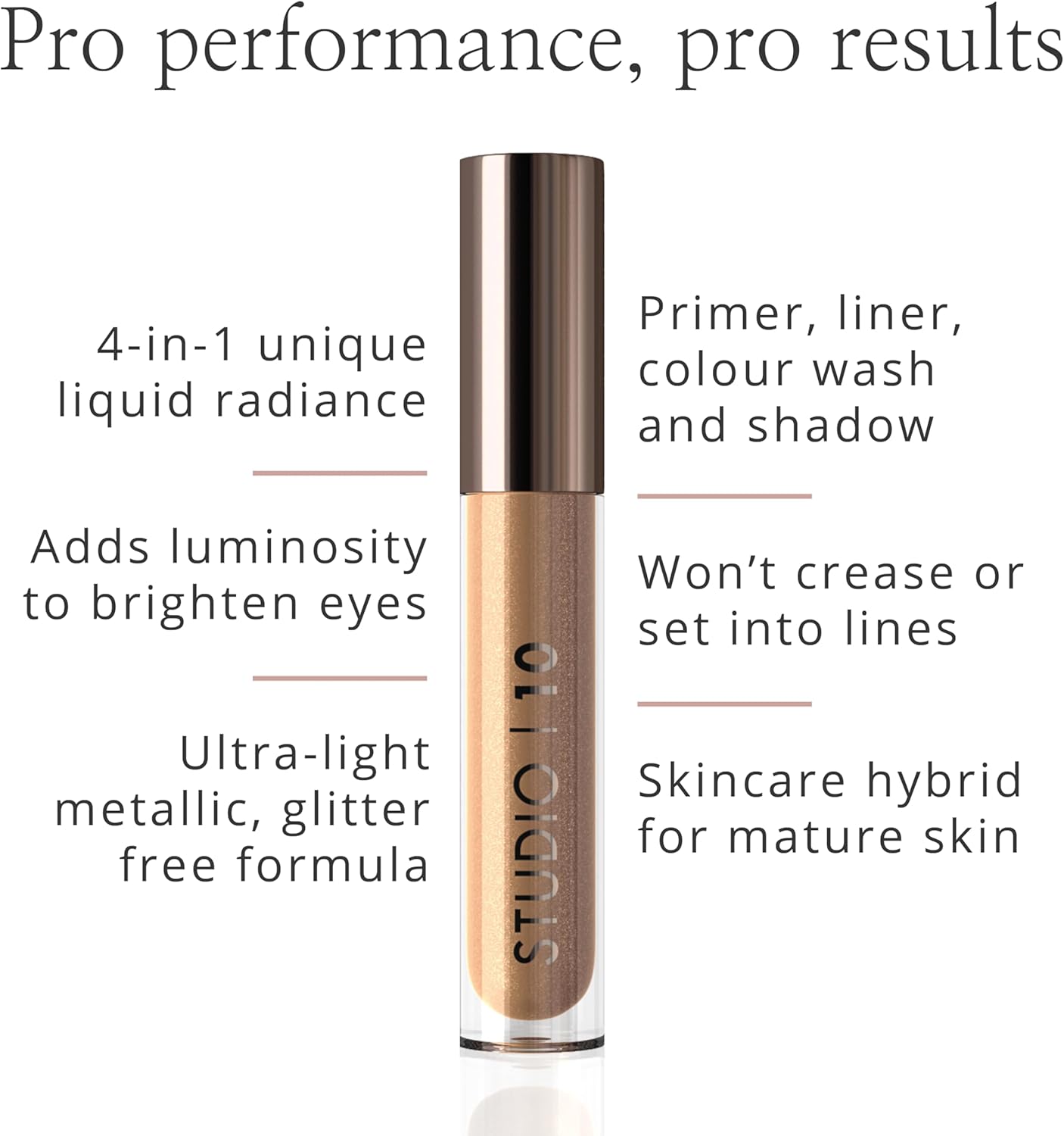 Studio 10 Liquid Foil I-Radiance Eyeshadow - Shimmer Liquid Eyeshadow with Moisture Boosting and Long-Wearing Formula - Metallic Eyeshadow Liquid in Shade Sable-2