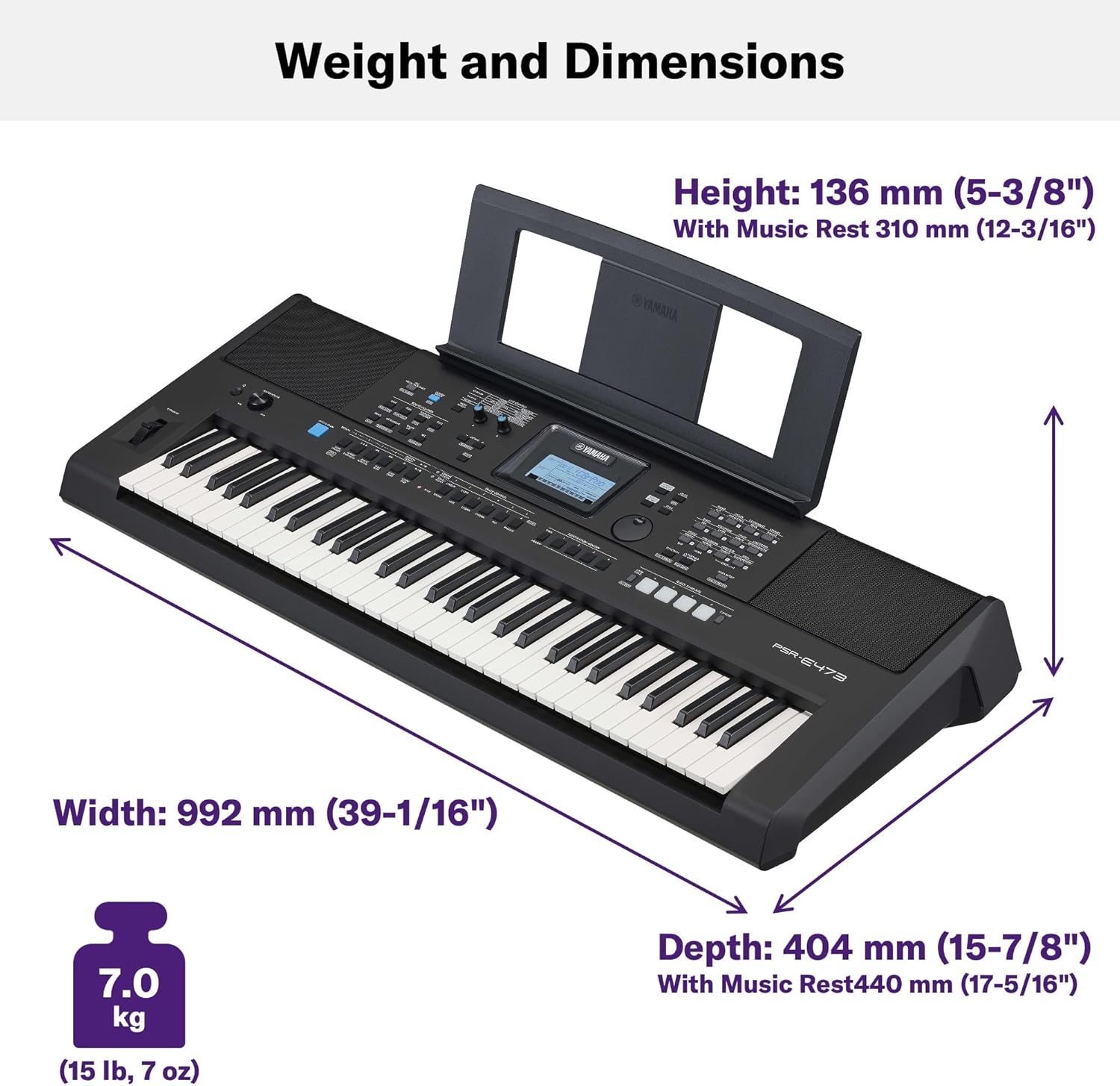 Yamaha PSR-E473 Portable, Versatile Digital Keyboard with 61 Touch-Sensitive Keys, in Black-1