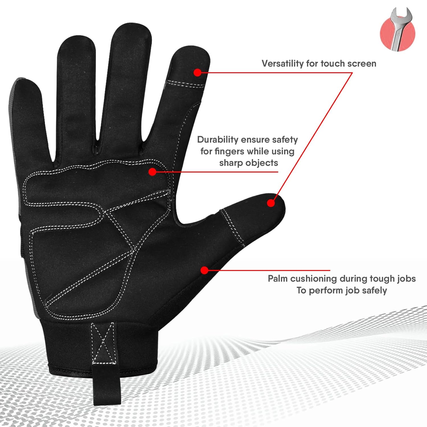 Safety Work Gloves Gardening Working Gloves Mens Women Mechanic Construction Utility Flexible Padded Palm Protection Touch Screen Breathable Builder Multi-Functional (XL, Black/Grey)-1