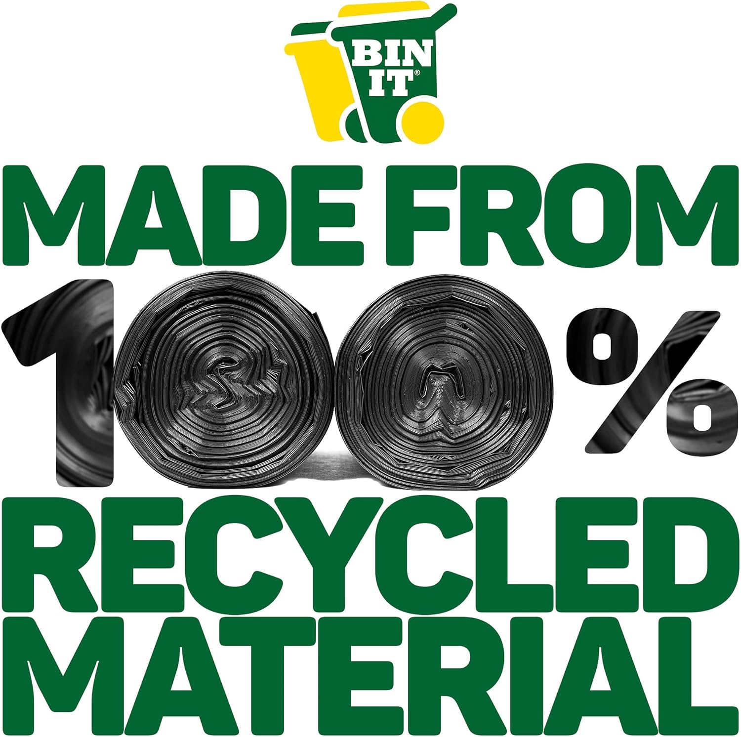 BIN IT 40 Everyday 70L Strong & Secure, Refuse Sacks, Bin Bags, Bin Liners, Flat Top, Recycled, Tear Resistant, 30 μm, Perfect for Everyday Use, Household, Office, Kitchen & Caterers-1