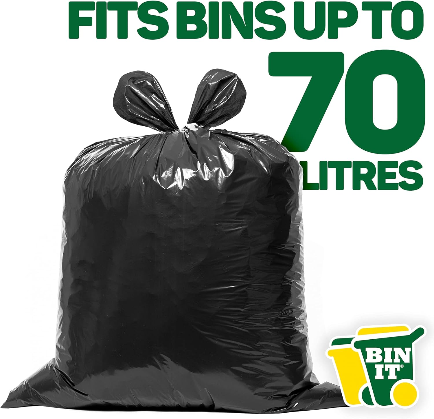 BIN IT 40 Everyday 70L Strong & Secure, Refuse Sacks, Bin Bags, Bin Liners, Flat Top, Recycled, Tear Resistant, 30 μm, Perfect for Everyday Use, Household, Office, Kitchen & Caterers-4