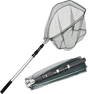 KK'S GLAMS® Telescope Fishing Landing Net - Foldable Collapsible Extensible 1.5M Aluminum Alloy Pole Handle, Lightweight Portable for Bird Fish Catch