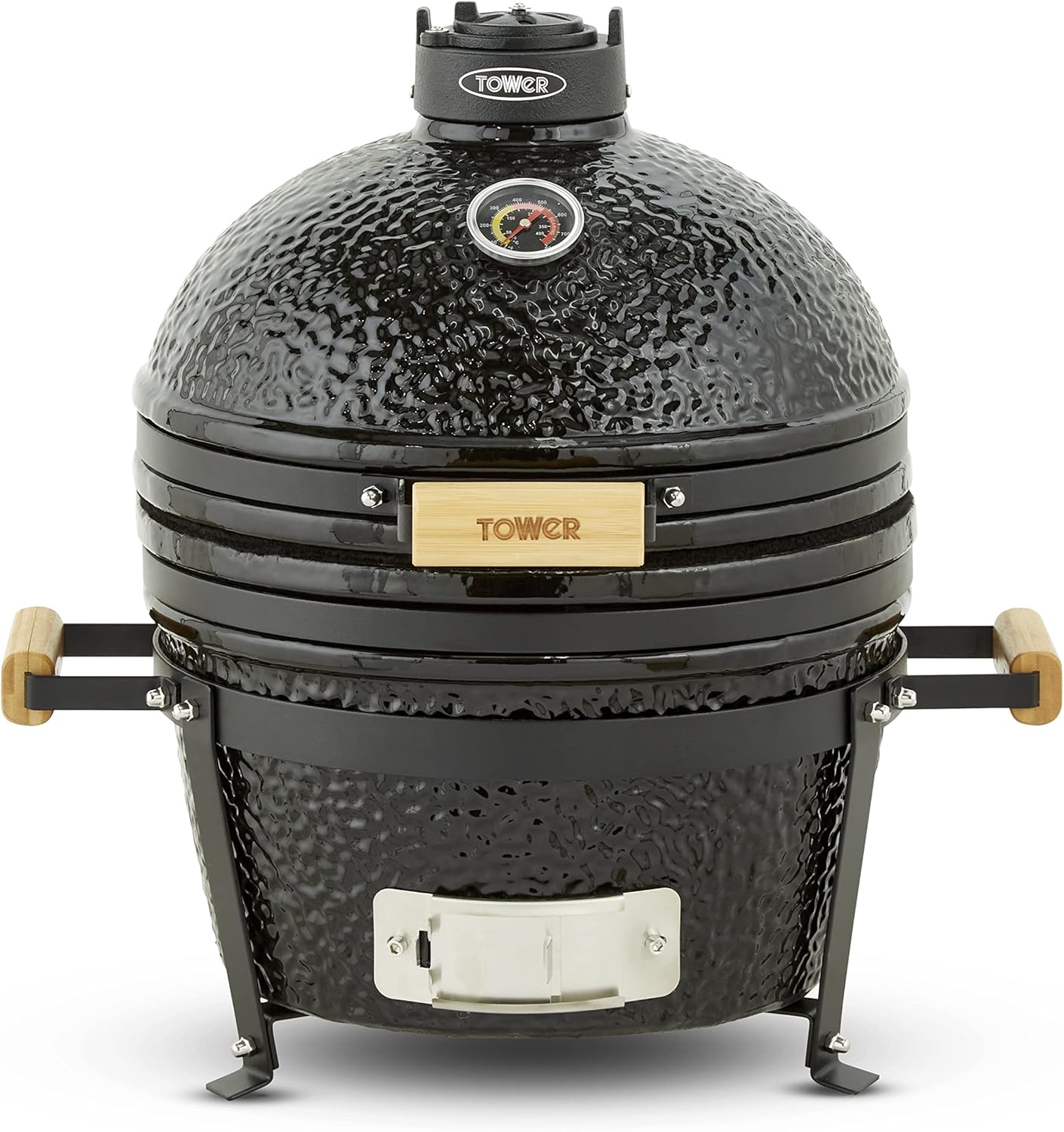 Tower T978531 Kamado Maxi Ceramic Charcoal BBQ with Durable Ceramic Body, Built-in Thermometer and Waterproof Cover, Black-3