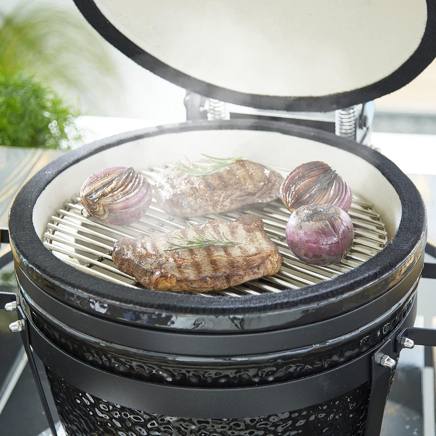 Tower T978531 Kamado Maxi Ceramic Charcoal BBQ with Durable Ceramic Body, Built-in Thermometer and Waterproof Cover, Black-5