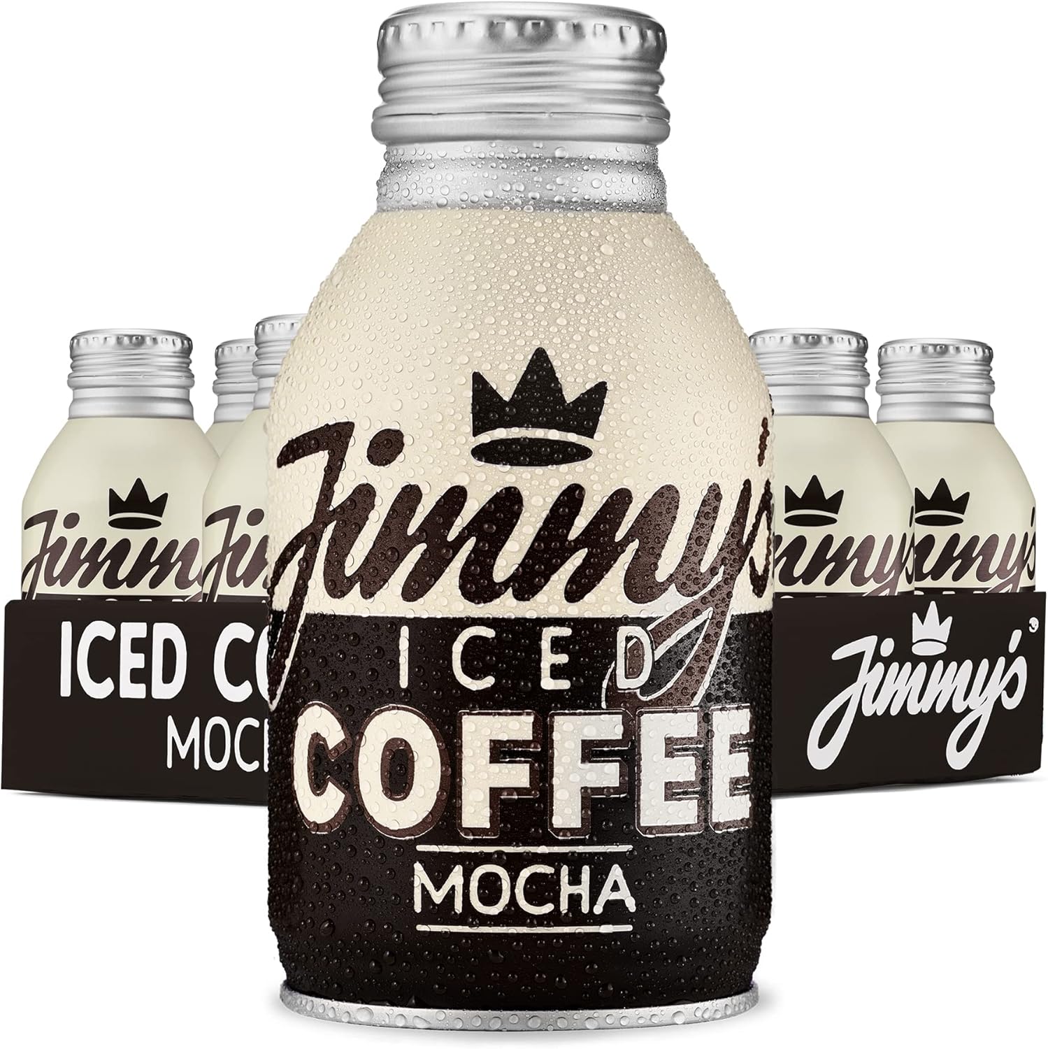 Jimmy’s Iced Coffee Mocha BottleCan 12 x 275ml Multipack (Crate of 12) Cold Chocolate Milk & Coffee Tins Bulk Pack-0