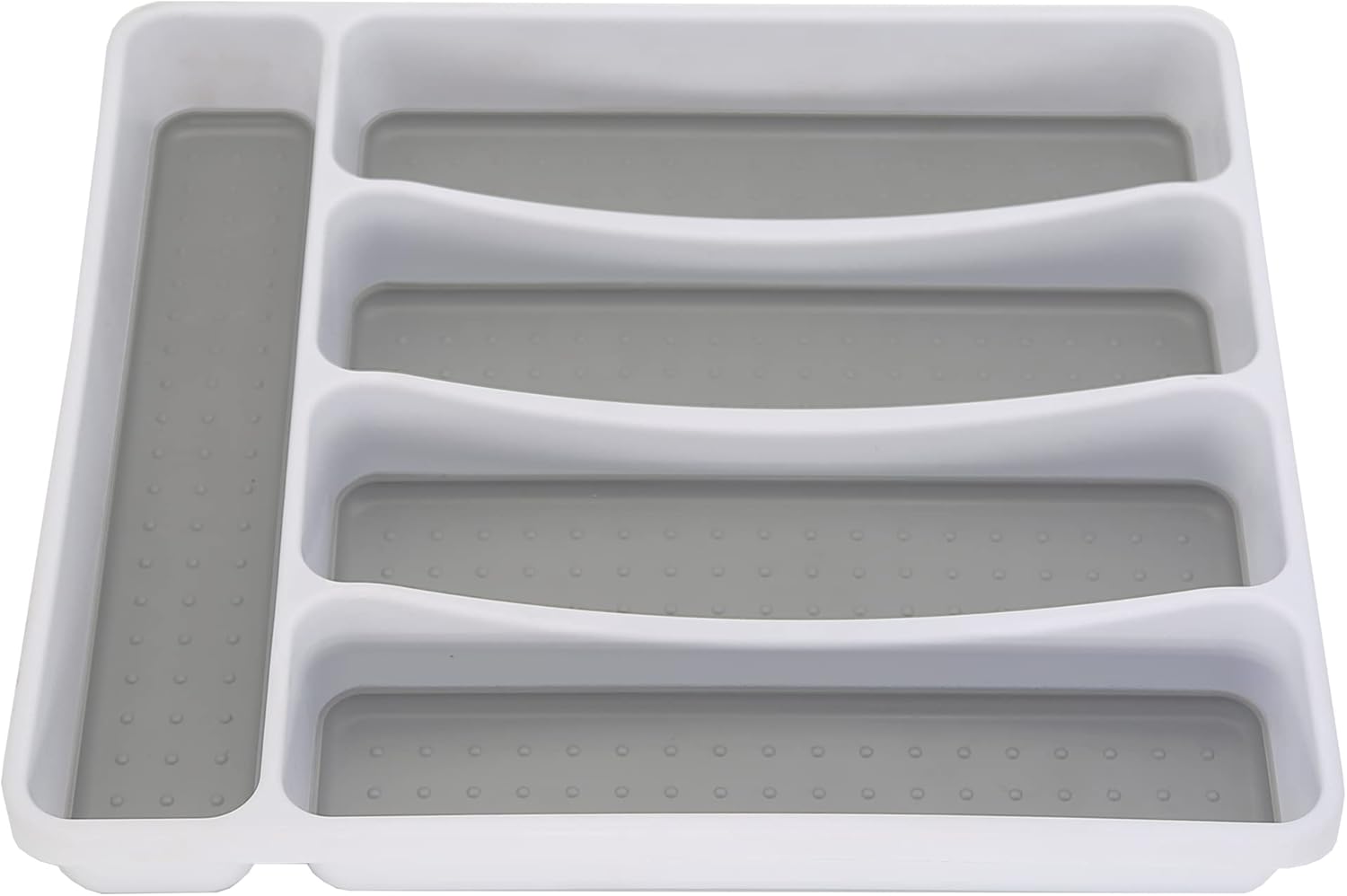 Addis Premium Soft touch 5 Compartment kitchen Cutlery Drawer Utensil Organiser Tray, White & Grey new 5 Sections-1