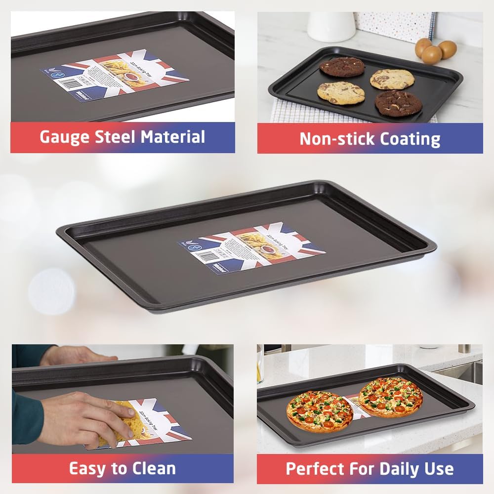 1ABOVE Essentials Medium Baking/Oven Tray, Premium Quality, Easy to Clean with Non-Stick Coating-5