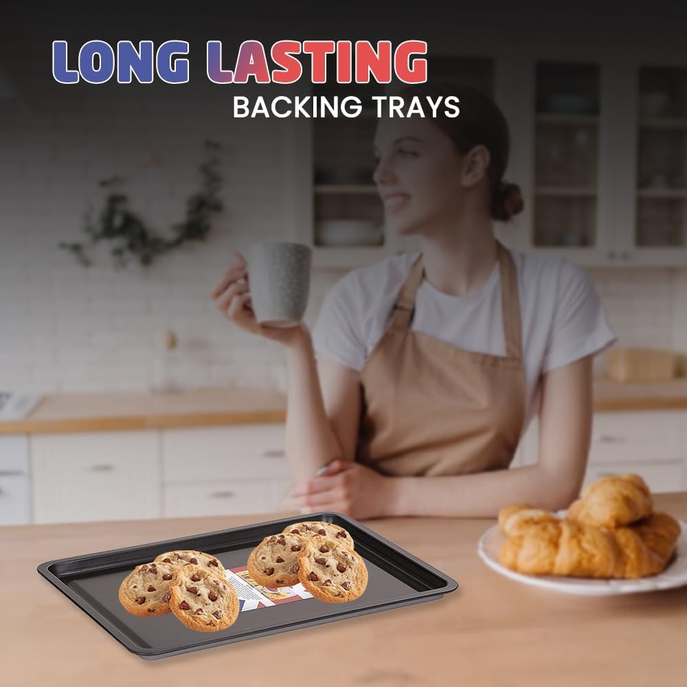 1ABOVE Essentials Medium Baking/Oven Tray, Premium Quality, Easy to Clean with Non-Stick Coating-6